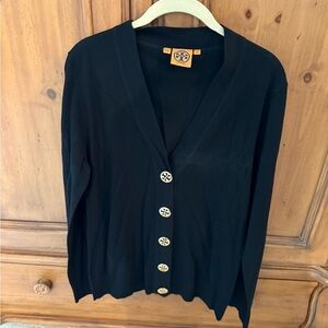 Tory Burch Black Cardigan with Gold Buttons